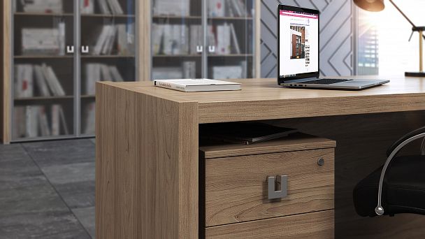 Стол письменный с асимметричными опорами, левый Solid 180x88x75 орех - Вид 4