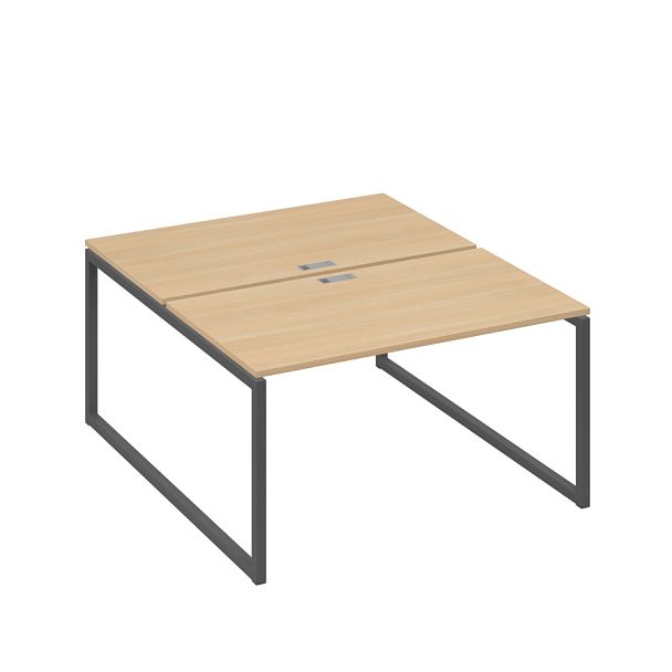 Рабочая станция QUATTRO (2х140) опоры металлокаркас A4 А4 Б4 177 БП натуральный дуб / металлокаркас антрацит - Вид 1