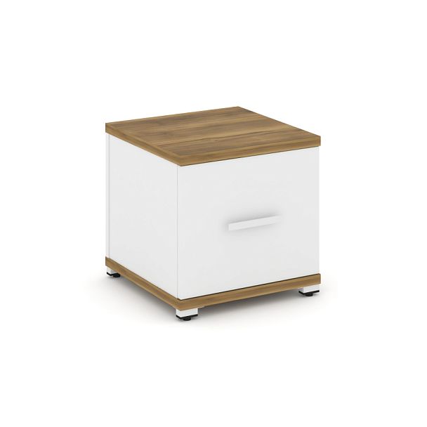 Concept Тумба приставная 1 распаш. фасад CN.TUP-004 W Сандал Янтарный/Белый Бриллиант/Металл Белый 420*420*416 - Вид 1