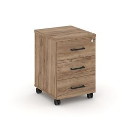 Стайл Проджект Тумба мобильная 3 ящ. Стандартные колеса SN.TM-002 Дуб Табак/Черный Ручки 416*460*611 - Фото предпросмотра