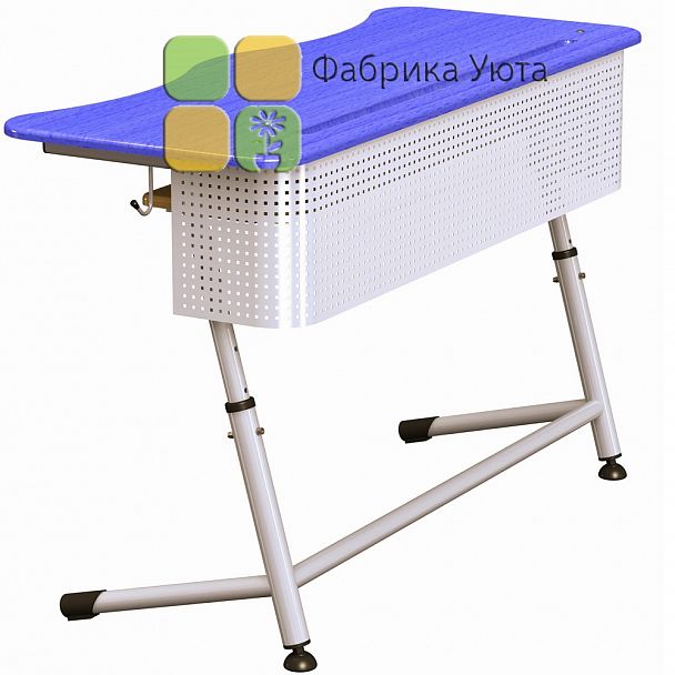 Парта "Премьера 2Р" с перф. экр., полочкой, рег., цвет (2-6 гр) - Вид 1