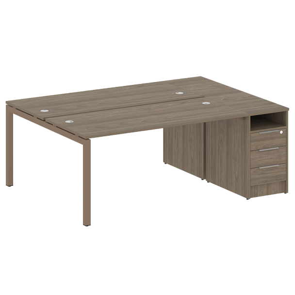 Metal System Quattro Р. ст. с тумбой на П-образном м/к 50БП.РС-СТП-2.4 Вяз/Мокко металл 2012*1475*750 - Вид 1