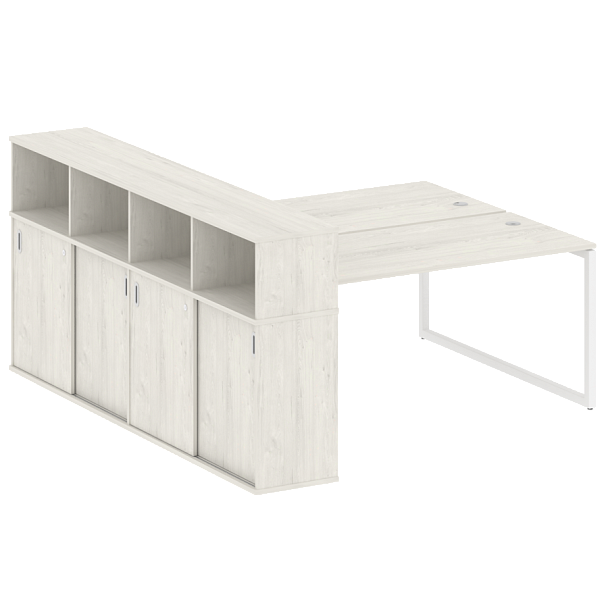 Metal System Quattro Р. ст. с шкафом-купе на О-образном м/к 40БО.РС-СШК-4.4 Т Дуб наварра/Белый металл 2010*2332*1098 - Вид 1