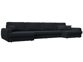 Диван П-образный Лига-057 НПБ Лонг Замша темно-серый - Фото предпросмотра