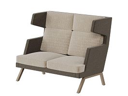 Aldo Диван двухместный высокий ALD-02 Сан 03/Сан 06/Металл Капучино 1430*960*1180 - Фото предпросмотра