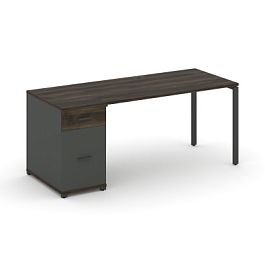 Concept Стол рабочий с 1 опорной тумбой CN.SP-407 W Дуб Мали/Антрацит/Металл Антрацит 1800*720*750 - Фото предпросмотра