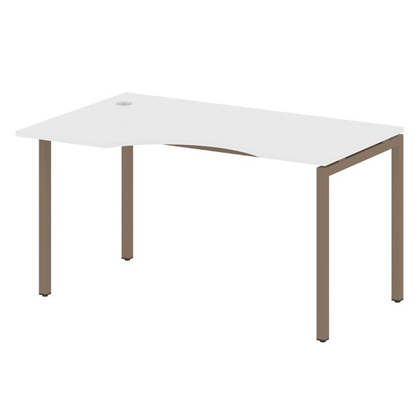 Metal System Quattro Стол криволинейный левый на П-образном м/к 40БП.СА-2 (L) Белый/Мокко металл 1400*900*750 - Вид 1