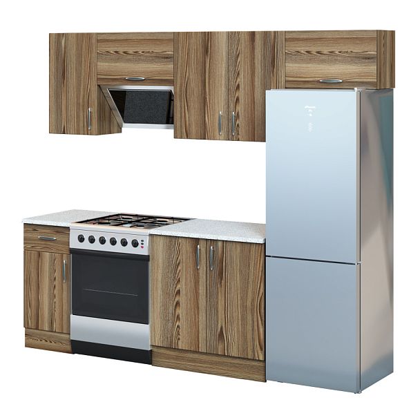 Композиция "Модульная кухня Ясень Рибейра"  ПК-ПЛМ-КОМП№7-В1-1154 ясень рибейра+ракушки - Вид 1