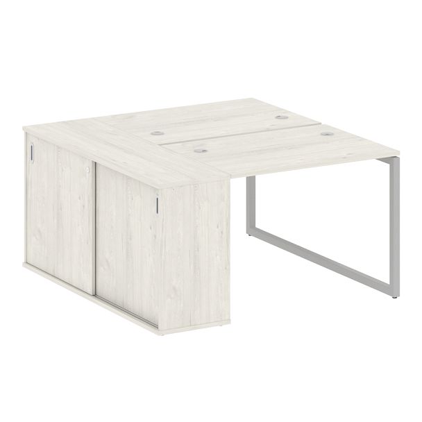 Metal System Quattro Р. ст. с шкафом-купе на О-образном м/к 40БО.РС-СШК-1.1 Т Дуб наварра/Серый металл 1410*1475*750 - Вид 1