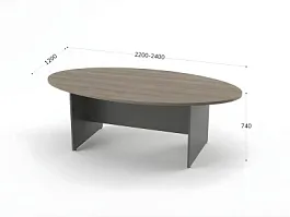 БЕРЛИН / BERLIN Конференц-стол овальный 2200х1200х740 Шорвуд/Серый - Фото предпросмотра