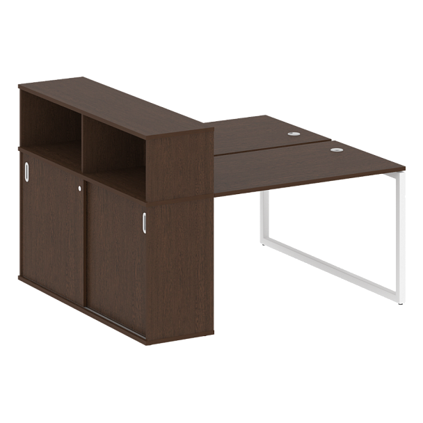 Metal System Quattro Р. ст. с шкафом-купе на О-образном м/к 40БО.РС-СШК-2.2 Т Венге/Белый металл 1610*1475*1098 - Вид 1