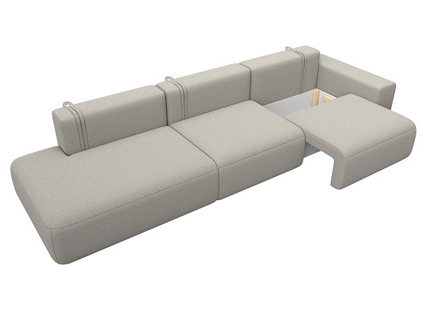 Диван прямой Лига-036 НПБ Модерн Лонг подлокотник справа Рогожка бежевый - Вид 7