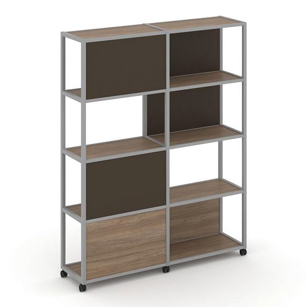 Shelf Mobile Стеллаж 5 уровней 2 секции VR.LT-STK-515.12 Дуб Аризона/Металл Серый/W-25 2370*400*2000 - Вид 1