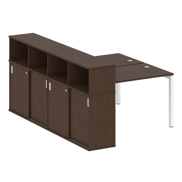 Metal System Quattro Р. ст. с шкафом-купе на П-образном м/к 50БП.РС-СШК-4.2 Т Венге/Белый металл 1610*2332*1098 - Вид 1