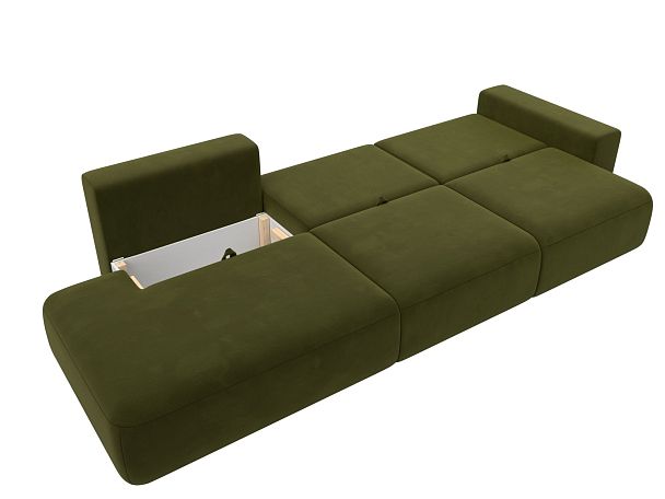 Диван прямой Лига-036 Модерн Лонг подлокотник справа Микровельвет зеленый - Вид 9