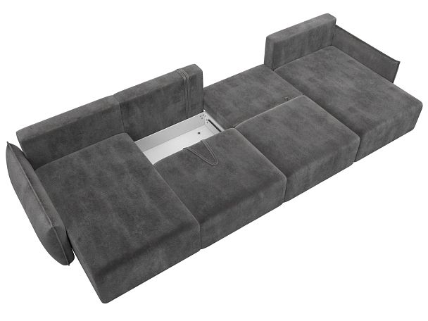 Диван П-образный Лига-051 НПБ Лонг Велюр серый - Вид 8