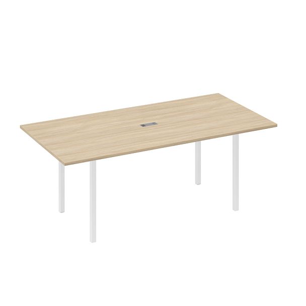 Стол 200 переговорный с металлокаркасом DUE A4 А4 Б2 123 БП дуб скандинавский / металлокаркас белый - Вид 1