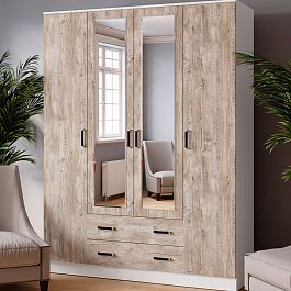 Шкаф комбинированный Лагуна-016  (1600*2100*510) белый/дуб юкон - Фото предпросмотра