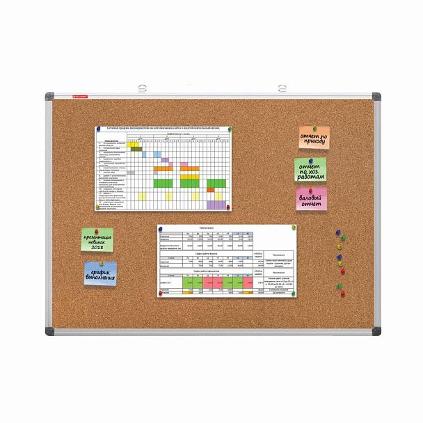 Доска пробковая для объявлений 90х120 см, алюминиевая рамка, BRAUBERG Extra, 238309 - Вид 11