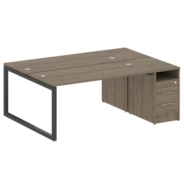 Metal System Quattro Р. ст. с тумбой на О-образном м/к 50БО.РС-СТП-2.4 Вяз/Антрацит металл 2012*1475*750 - Вид 1