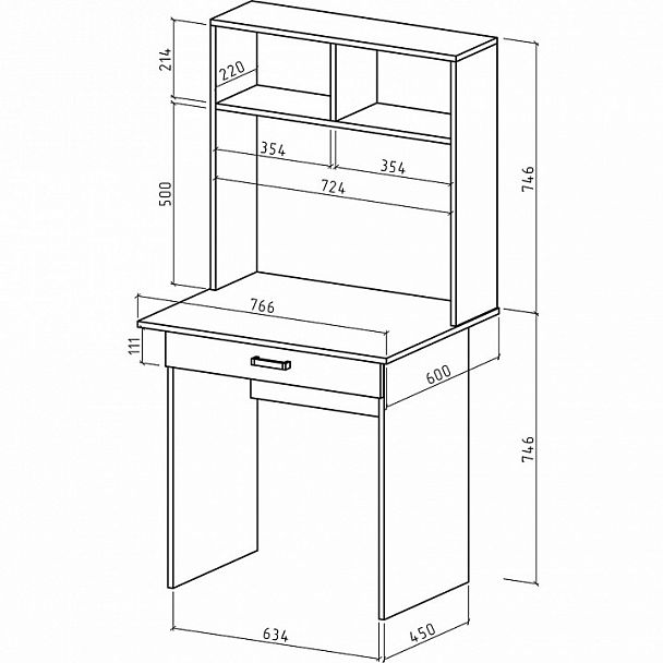 Стол компьютерный Лайт-1Я СН - Вид 2