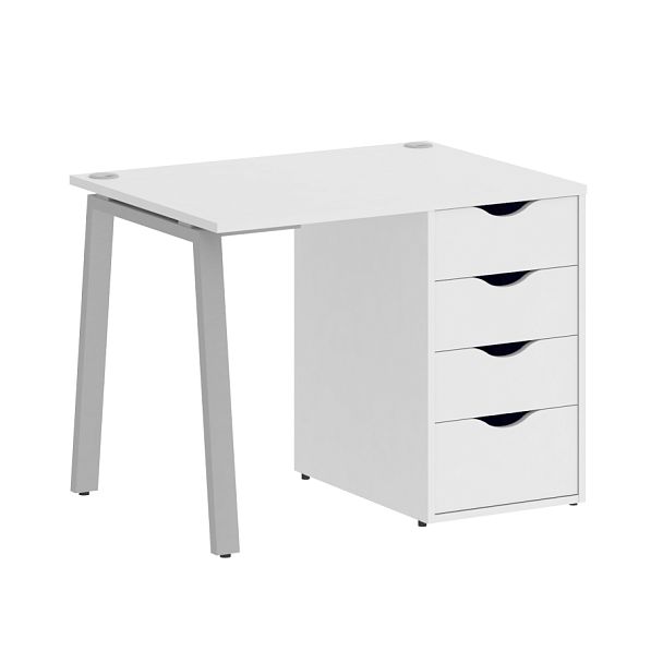Home Office Стол письменный VR.SP-3-98.4.A Белый бриллиант/Серый металл 980*720*750 - Вид 1