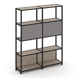Shelf Mobile Стеллаж 5 уровней 2 секции VR.LT-STK-513.12 Дуб Аттик/Металл Черный/W-11 2370*400*2000 - Фото предпросмотра