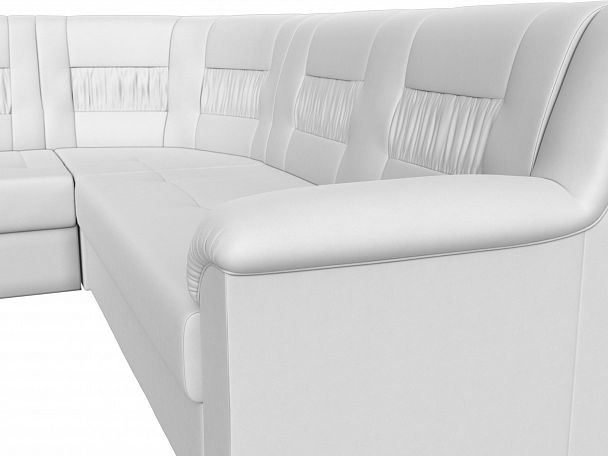 Угловой диван Карелия левый угол (полностью экокожа белая) - Вид 4