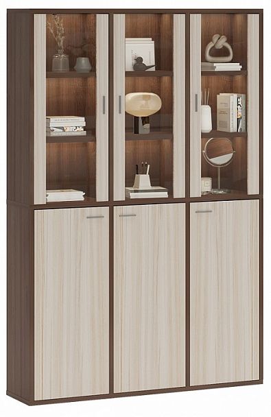 Шкаф-витрина Домино СУ(ш3в2)+3ФГ+3ФС Карамель/Шамони - Вид 2