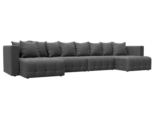 Диван П-образный Лига-052 НПБ Лонг Замша серый - Вид 1