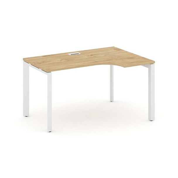 Style Project Next Стол рабочий эргономичный SN-59P.SPA-001(R) Тиквуд Светлый/Металл Белый/Белый Заглушка 1380*600/980*750 - Вид 1