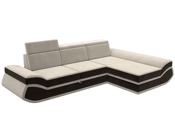 Диван угловой Лига-032 правый угол Микровельвет бежевый - Вид 5