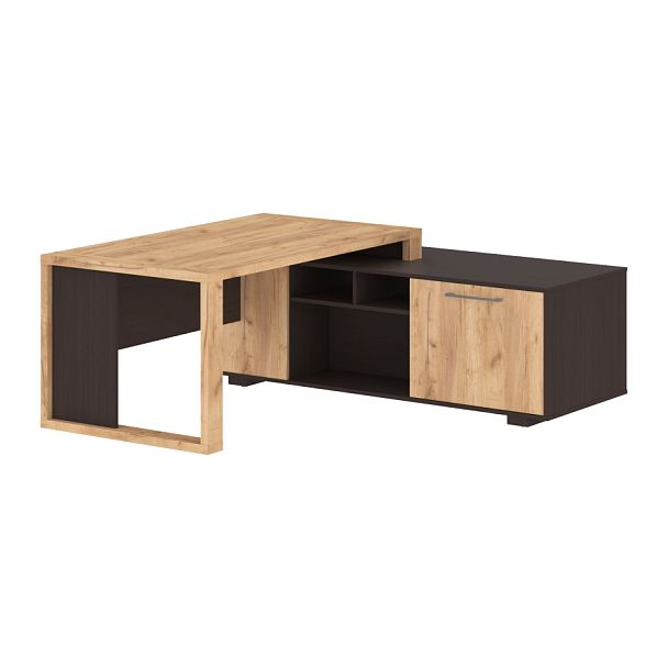 Стол руководителя с тумбой ACT 1918(R) Дуб Бофорд/Венге Магия 1900х1800х750 ALTO - Вид 1