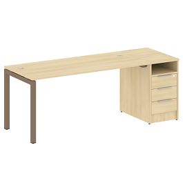 Metal System Quattro Р. ст. с тумбой на П-образном м/к 50БП.РС-СТП-1.4 Акация/Мокко металл 2012*720*750 - Фото предпросмотра