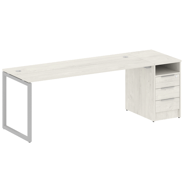 Metal System Quattro Р. ст. с тумбой на О-образном м/к 40БО.РС-СТП-1.5 Дуб наварра/Серый металл 2212*720*750 - Вид 1