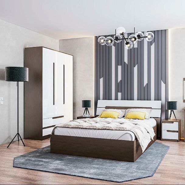 Тумба прикроватная Гавана (400*470*375) венге/акрил белый (выбирать белый глянец) - Вид 2