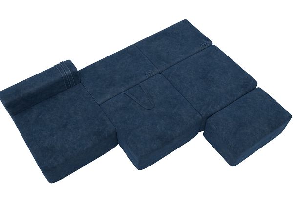 Диван угловой модульный с пуфом Лига-060 НПБ Лонг угол универсальный Велюр синий - Вид 8