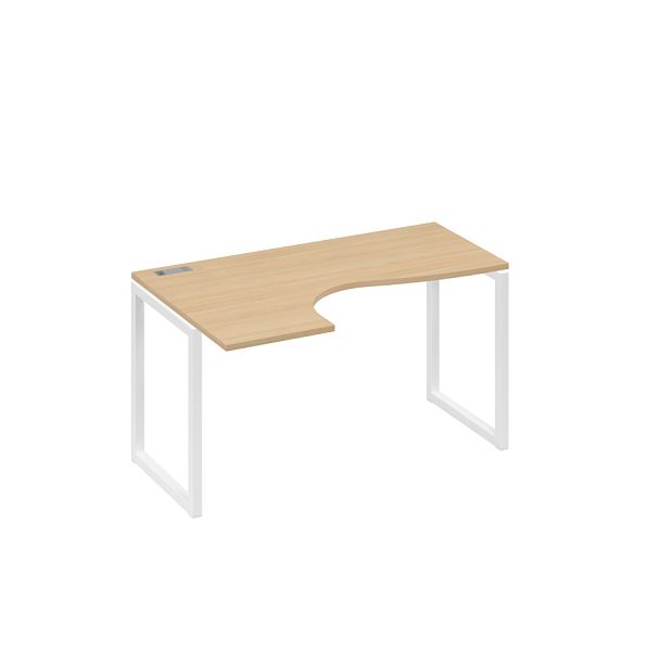 Стол эргономичный левый "Классика" на металлокаркасе QUATTRO A4 А4 Б4 033 БП натуральный дуб / металлокаркас белый - Вид 1