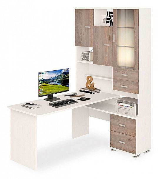 Стол компьютерный Домино СР-620/160 Белый/Нельсон правый - Вид 1