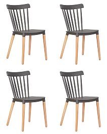 Набор 4 шт Стул обеденный DOBRIN THEO (ножки светлый бук, цвет темно-серый (GR-04)) - Фото предпросмотра