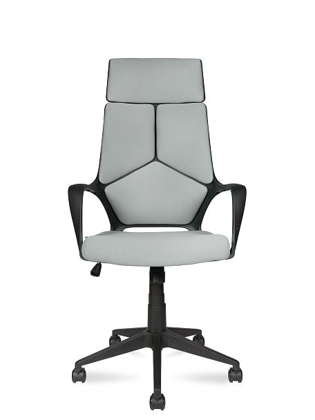Кресло офисное / IQ / (black+grey) черный пластик / светло серая ткань - Вид 2