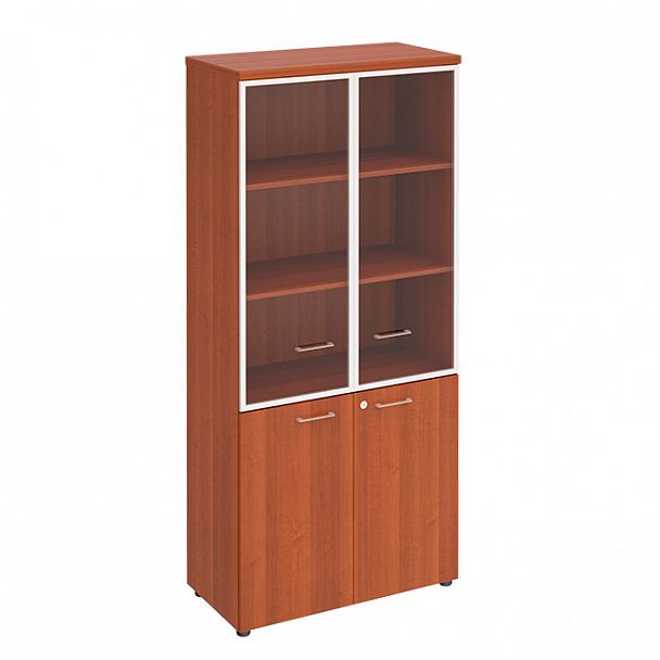 Шкаф для документов со стеклянными прозрачными дверьми в рамке "Патриот" ПТ ОМ 0783 орех миланский - Вид 1