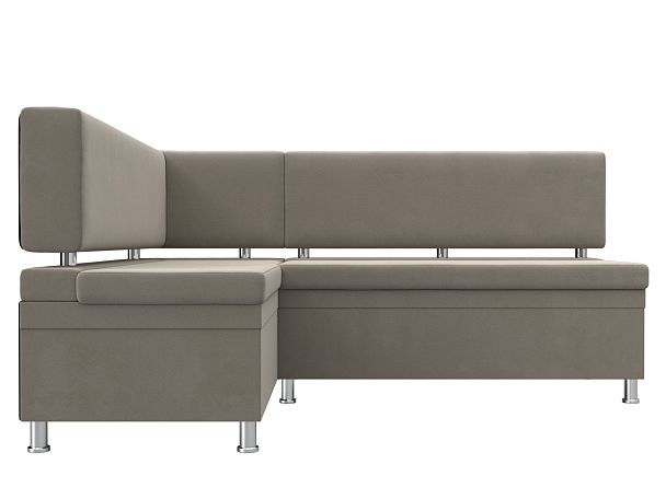 Кухонный уголок Стайл левый (полностью микровельвет бежевый) - Вид 2