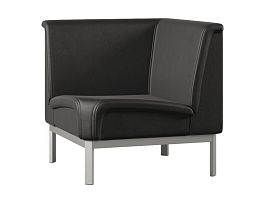 Диван Everprof Solo угловой Металл Серый Экокожа Черный - Фото предпросмотра