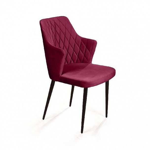 Стул с подлокотниками Hunt ромб, бархат красный 16 / чёрный конус - Вид 1