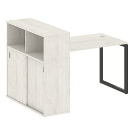 Metal System Quattro Стол письменный с шкафом-купе на О-образном м/к 40БО.РС-СШК-3.2 Т Дуб наварра/Антрацит металл 1610*1120*1098 - Фото предпросмотра