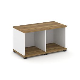 Concept Стеллаж 2 узкие секции, 1 ниша CN.STU-120 Сандал Янтарный/Белый Бриллиант/Металл Черный 836*420*450 - Фото предпросмотра