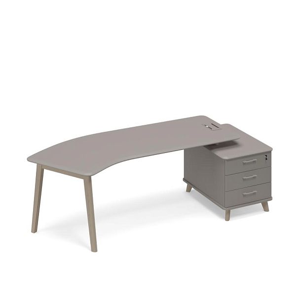 Стол эргономичный на тумбе малой (тип 5) WOOD правый Time wood ТМ В2 132 ВЛ ВЛ ВЛ мокко премиум - Вид 1