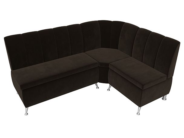 Кухонный угловой диван Кантри правый (полностью микровельвет коричневый) - Вид 6