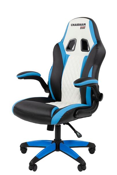 Кресло Chairman game 15 Россия экокожа черный/голубой/белый - Вид 8
